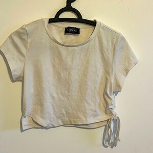 White crop top with tie up detail on the side
